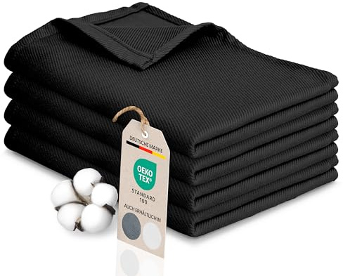 Bellphany 4er Set Premium Geschirrtücher schwarz - Küchentücher aus 100% Baumwolle, Oeko-TEX® zertifizierte Geschirrhandtücher, 45x60cm, schwarz einfarbig