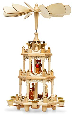 SIKORA P3 Klassische Holz Weihnachtspyramide mit 3 Etagen