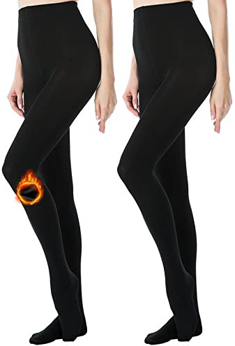 Yilanmy Damen Thermo Strumpfhose 400 Den Blickdicht Schwarz Warm Winter Fleece Gefütterte Strumpfhose 2 Paar