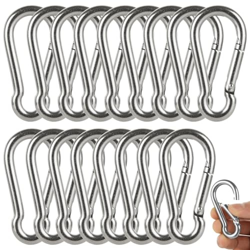 ASelected 16 Stück karabinerhaken groß Federkarabiner aus Edelstahl 304 Edelstahl Federclip für Outdoor Wandern Angeln (60 x 6 MM)