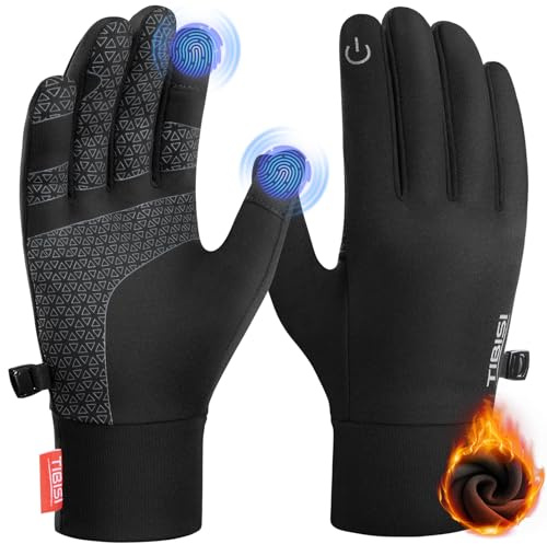 PULIOU Handschuhe Herren Damen Winter Warme Fahrradhandschuhe Winterhandschuhe Fahrrad Handschuhe Sporthandschuhe Laufhandschuhe Touchscreen Winddichte rutschfest Elastisch L