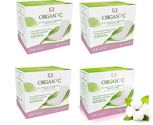 Organyc Pocket Slipeinlagen aus 100 % zertifizierter Bio-Baumwolle – 4 × 24 Stück (96 gesamt) – Klinisch getesteter Schutz für empfindliche Haut bei leichtem Fluss