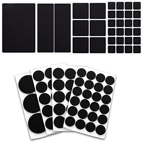 Abeillo 93 Stück Anti Rutsch Pad Selbstklebend, Anti-Rutsch-Gummimatte für Möbel, Runde Rechteckige Möbel Rutschhemmer für Möbelfüße Stuhlbeine, Sofas usw. (8 Größen, 5mm Dicke)