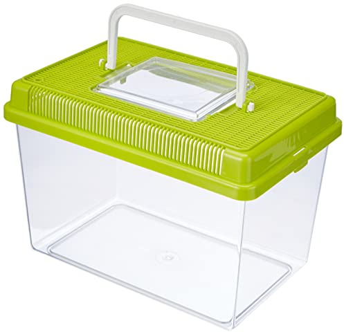 Ferplast Acquario in plastica per pesci GEO MEDIUM Vasca 2,5 L Contenitore per piccoli animali acquario terrario insetti tartarughe, Robusta plastica, Fessure di ventilazione, Maniglia per facile trasporto, 23,2 x 15,3 x h 16,6 cm Verde