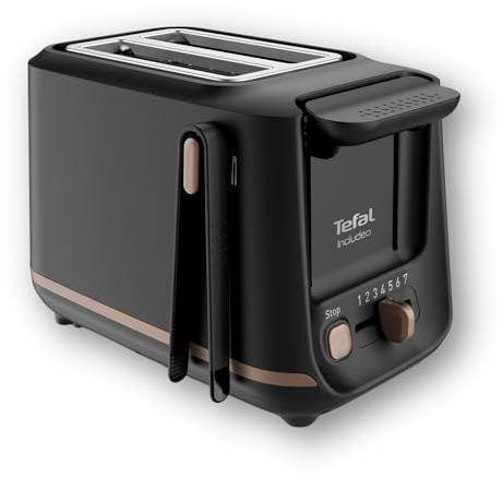 Tefal Toaster mit 2 Schlitzen, inkl. Magnetklammern, große Bedienelemente, 7 Bräunungsstufen, herausnehmbare Krümelschublade, Erhöhungsfunktion TT533811, Schwarz