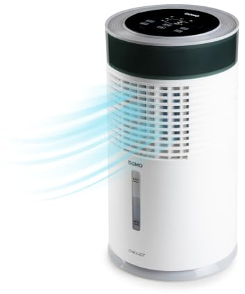 DOMO DO159A Luftkühler Desktop 3 in 1 Chillizz - Ventilator und Luftbefeuchter - Luftfiltersystem - 1,8L Wassertank - Bedienfeld mit LED Beleuchtung - 3 Ventilationsmodi - Weiß