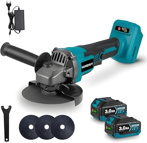 Yofidra 125mm Akku Winkelschleifer - 3 Gang Bürstenloser Set mit 2 3.0Ah Akku, 3 Trennscheiben, 21V Winkelschleifer 5600rpm für Metall, Fliesen und Stein Schneiden & Schleifen