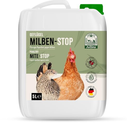 AniForte Milben Stop Flüssig für Hühner & Geflügel 5L – Milbenspray & Ungezieferspray gegen rote Vogelmilbe im Hühnerstall, bei akutem Befall & zur Vorbeugung, Nachfüllung für die Sprühflasche
