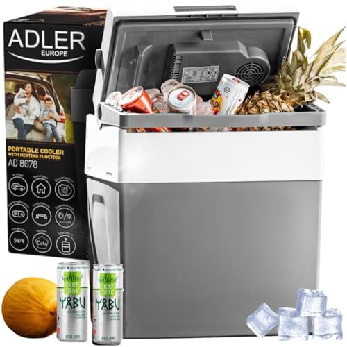 Adler Europe AD 8078 Kühlbox 28L - 2-in-1 Kühl- & Wärmefunktion, Peltier-Kühlsystem, 12V/220-240V Anschluss, Energiesparmodus, Komfortgriff, 26 dB, Ideal für Reisen und Camping