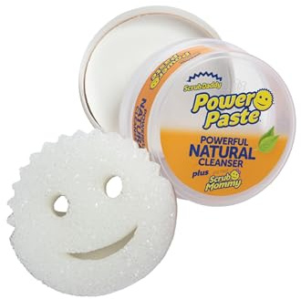 Scrub Daddy Power Paste Universalstein Putzmittel Set - Backofenreiniger für Glas, Metall, Kochfeld - natürlicher Putzstein, Universalreiniger mit Scrub Mommy Allzweckreiniger Smiley Schwamm