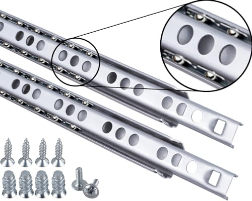 Stahlia Schubladenschienen (1 Paar) Teilauszug H:17mm/L:246mm Schubladenauszug Auszugsschienen Schrank Scharniere Schienen für Schubladen Regalschienen