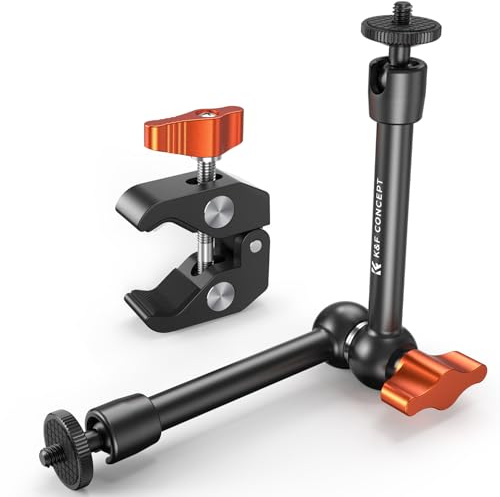 K&F CONCEPT 9,8 Zoll Magic Arm mit Super Clamp, Kamera Halterung für Käfig Monitor LED Licht Action-Kamera, 2 KG Belastung