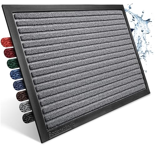 Bodenständig Fußmatte außen - extrem rutschfest & langlebig - Fußabtreter außenbereich grau 40x60cm - Türmatte in Perfekter Größe für die Haustür - Fussmatte aussen - Türvorleger gestreift Outdoor