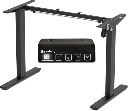 ERGOMAKER Höhenverstellbarer Schreibtisch Gestell mit Memory-Funktion und Soft-Start/Stop, 2-Fach-Teleskop Höhenverstellbarer Schreibtisch Elektrisch Tischgestell (Schwarz)