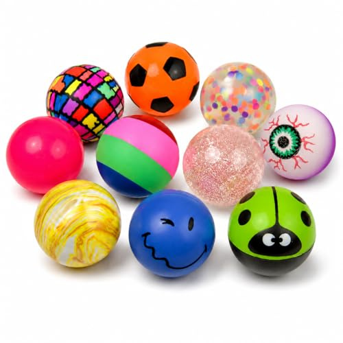 jameitop® 10er XXL Flummi Set – 45mm Bunte Hüpfbälle in großem Mix, extrem große Springbälle, ideal für Kinder & Erwachsene, 10 Stück, Spielspaß für alle!