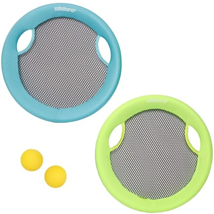 alldoro 60049 Beachball-Set & XL Wurfscheibe Set 2 in 1, 2 Handtrampoline Ø 40 cm + 2 Softbälle, wetterfestes Outdoor-Spielzeug ab 5 Jahren