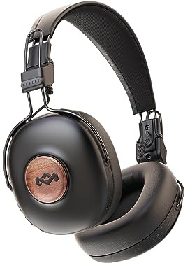 House of Marley Positive Vibration Frequency Over Ear Kopfhörer kabellos - Bluetooth Kopfhörer mit Mikrofon, 34 Std. Spielzeit, passive Geräuschisolierung, nachhaltige Materialien, Schwarz