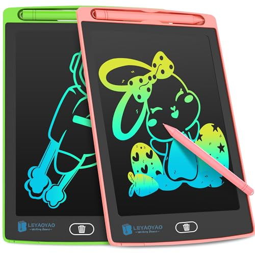 LCD Schreibtafel Spielzeug für Kinder 8.5 Zoll, 2-Pack Maltafel Bunte Kritzeleien, Geschenke für 3-8 Jährige Mädchen Jungen(Rosa Grün)