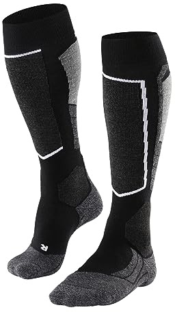 FALKE Damen Skisocken SK2 Intermediate W Kh Wolle Funktionsmaterial warm dick 1 Paar, Schwarz Black-Mix 3010, 39-40