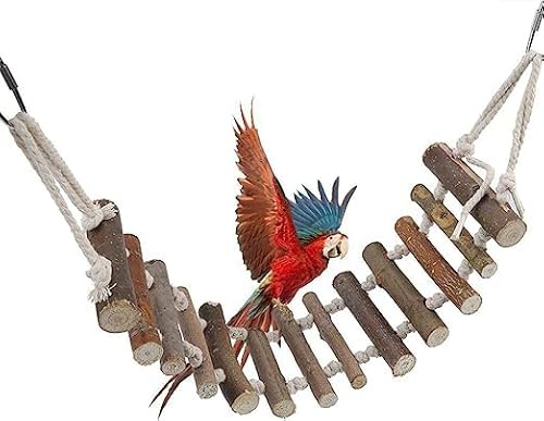 Zerodis Holzleiter für Vögel, Hängematte, Vögel, Spielzeug, Kauspielzeug, Papageien, Spielzeug, Haustiere, Spielzeug, Papageien, Kletterbrücke