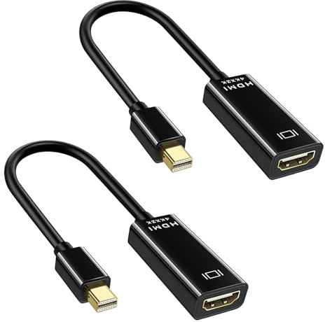 2 Stück Mini DisplayPort auf HDMI Adapter, 4K Unidirektional Mini DisplayPort auf HDMI Adapter für MacBook Air/Pro, Surface Pro/Dock, Monitor, Projektor, 4K UHD, Kompatibel mit Thunderbolt 1/2 Geräten