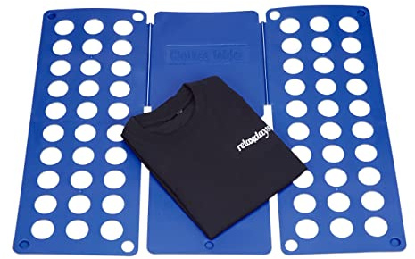 Relaxdays Faltbrett 2. Generation, Wäschefalter XXL, T-Shirt Falthilfe, Wäschefaltbrett für Erwachsene, 60x70cm, blau