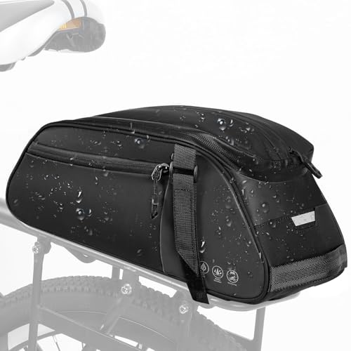 toptrek Gepäckträgertasche 8L Volumen, Fahrradtaschen für Gepäckträger mit Regenschutz, 3-In-1 Gepäckträgertaschen, Fahrradtasche Gepäckträger Abmessungen 38x16x15 cm (Gepäckträgertasche- 8L)