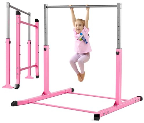 Mosebears Gymnastikstange, Heimgymnastikausrüstung für Kinder im Alter von 3–15 Jahren, stabile Stahlkonstruktion, rutschfest, einfach zu montieren, 90 bis 150 cm, höhenverstellbar