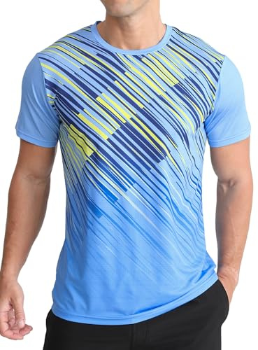 APTRO Herren Sport T Shirt Funktionsshirt Schnelltrocknend Laufshirt Trainingsshirt Gym Tshirts Schrägmuster Blau XL