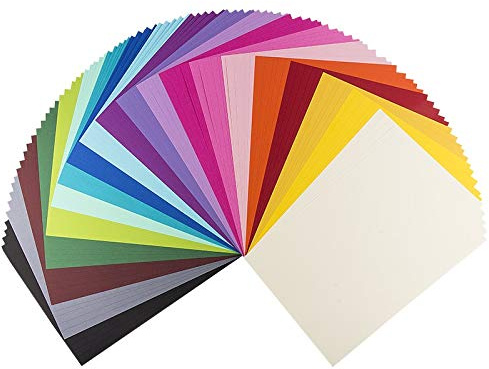Ideen mit Herz Deko-Karton Anna, Leinen-Optik, DIN A4, 100 Bogen | 20 Farben | Bastelpapier, Tonkarton, Tonpapier, Buntpapier | Grußkarten & Geschenkanhänger basteln | Scrapbooking