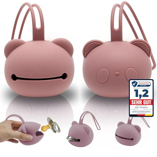 Tastic Schnullerbox Baby - Silikon Schnullerbox für unterwegs in Pandaform – Schnulleraufbewahrung BPA frei – Box vielseitig nutzbar und leicht zu Reinigen. Rosa