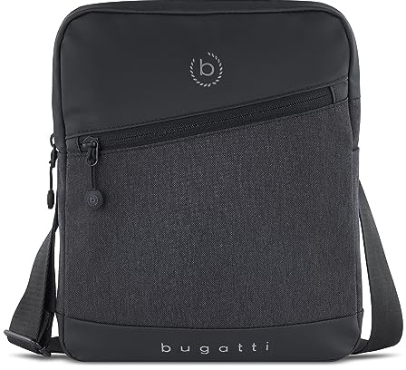bugatti Universum Umhängetasche für Herren mit Tablet-Fach, kleine Schultertasche, schwarz