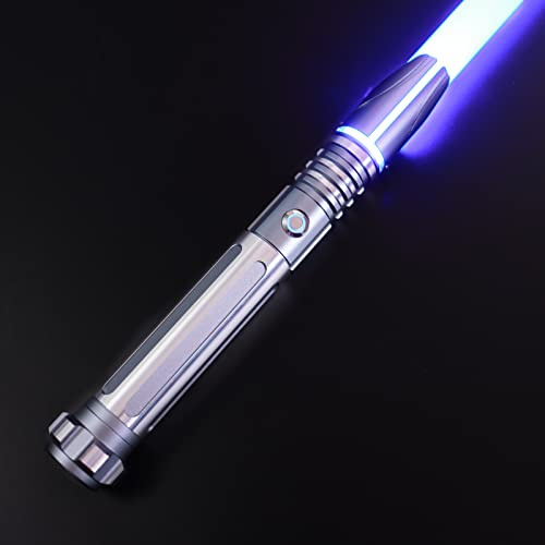 ANASABER Duellierendes Lichtschwert, Motion Control Laserschwert Für Erwachsene, Smooth Swing Lightsaber Mit 10 Tonfonts, RGB 12 Farben Wechselbar, Metallgriff, Für Halloween Cosplay Party, S9