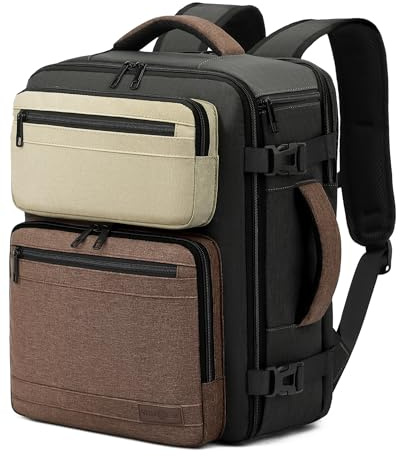 VANKEV Eurowings Ryanair EasyJet Wizz Air Handgepäck 40x30x20cm-24L, Sitzunter Rucksack für Reisen passt zu 15,6 Zoll Laptops dunkel olivgrün/braun