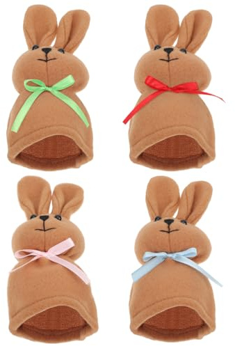VICASKY Eierwärmer Filz Ostern 4 Stück Teiliges Set Cartoon Hase Tischdeko Polar Fleece Wiederverwendbar Osterparty Festtagsstimmung Ostereierhüllen Aus Polarfleece Cartoon-Kaninchenmotiv