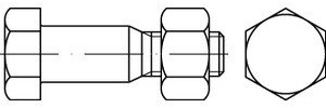 DIN 7968 Sechskant-Passschraube M16x65 Stahl 8.8 blank m. Mutter