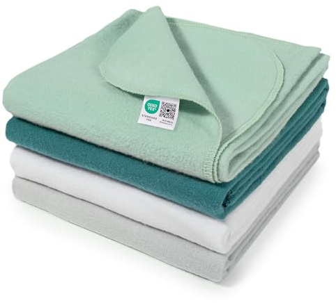 MAKIAN Moltontücher Set, 4X Stoffwindeln 80x80 cm - 4 Stück Baby Spucktücher/weiche, saugfähige Flanellwindeln aus 100% Baumwolle, Oeko-TEX® Standard 100 geprüft (Mint Grün)