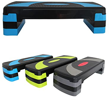 Enjoy Fit Aerobic Steppbrett XL Premium Extra Groß Inkl. 3-Fach Höhenverstellbarer Stepper, 78 x 30 x 10/15/20 cm Stepbench in 3 Farbig