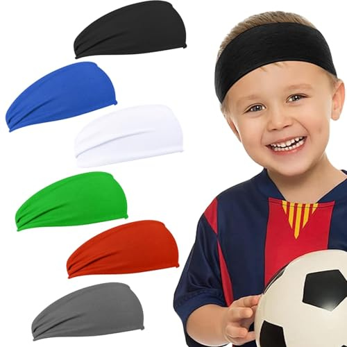 LLMSIX Athletische Stirnbänder für Kinder, schweißableitend, weich, elastisch, atmungsaktiv, Fußball-Schweißband
