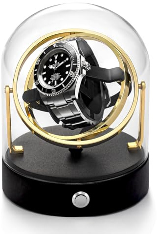 DEWEGER Orbit Uhrenbeweger für mechanische Uhren, leiser Motor, passend für Damen und Herren, für Rolex und die meisten, Gold, Modisch 360° Drehung