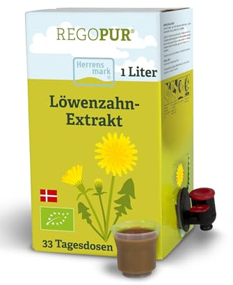 REGOPUR 1L I Bio Löwenzahn Extrakt I Löwenzahnsaft von Blüten & Blättern | 100% vegan, fermentiert mit Milchsäurebakterien & ohne Zusätze I Tägl. Nahrungsergänzung oder 3-Monatskur
