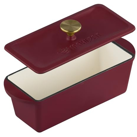 Mahlzeit Gusseisen Bräter mit Deckel emailliert | 3 Liter | Dark Cherry | Backofengeeignet, Induktionsgeeignet | Doppelbräter, Entenbräter groß, Emaille Bräter | Schmortopf, Gänsebräter