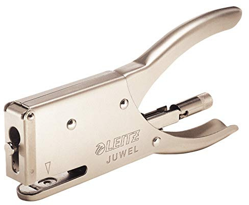 Leitz Juwel Heftzange, für 12 Blatt, ergonomisches Design aus Metall, Hinterlademechanik, für Juwel Heftklammern 4 mm, 55560082