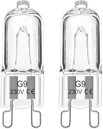 EASYIVY G9 Backofenlampe 25W 230V Halogen G9 Oven Lampe für AEG/Neff/Zanussi/Smeg/Bosch Backofen, Mikrowellenanwendungen 300 Grad C Hitzebeständige Glühbirnen, 2er Pack