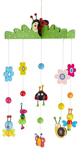 Bieco 3D Baby Mobile Ø ca. 26 cm | Edition Käferchen aus Holz | Mobile Baby Mädchen/Mobile Baby Junge