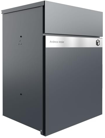 Briefkasten Manufaktur Design Aufputz Paketbox Kant Edition - Elegance 2 individuell mit Ihrem Namen (RAL 7016 anthrazitgrau)