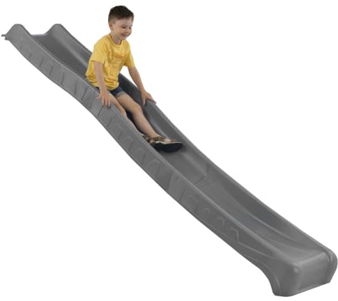Kinderrutsche Outdoor, 3 m lang für Kinder ab 3 Jahren Podesthöhe 150 cm (+/- 5 cm) Gartenrutsche für Spielhaus & Spielturm als Wasserrutsche für den Garten geeignet (Anthrazit)