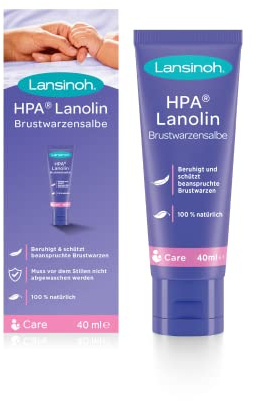 Lansinoh HPA Lanolin Brustwarzensalbe, 40 ml - beruhigt & schützt beanspruchte Brustwarzen - 100 % natürlich & klinisch getestet