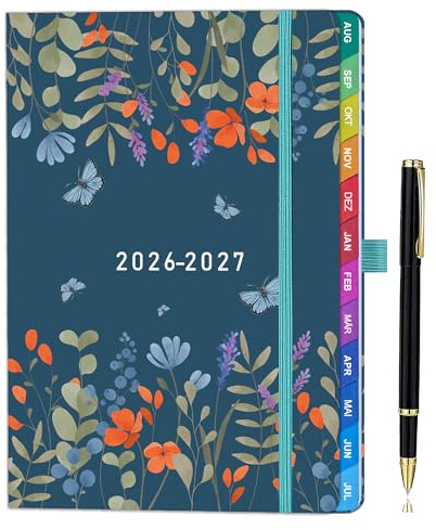 Lehrerkalender 2026–2027 A5+ (22 x 16,5 cm), Lehrerplaner & Schuljahresplaner, Unterrichtsplaner mit Monats- & Wochenansicht, Notenlisten, Klassenorganisation, Hardcover mit Stiftschlaufe – Blau