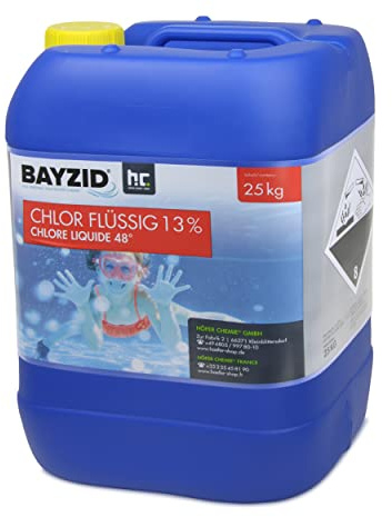 Höfer Chemie Chlor Flüssig 2 x 25 kg - Pool Flüssigchlor mit 13 bis 15% Aktivchlorgehalt zur Poolpflege und Wasserdesinfektion - Made in Germany